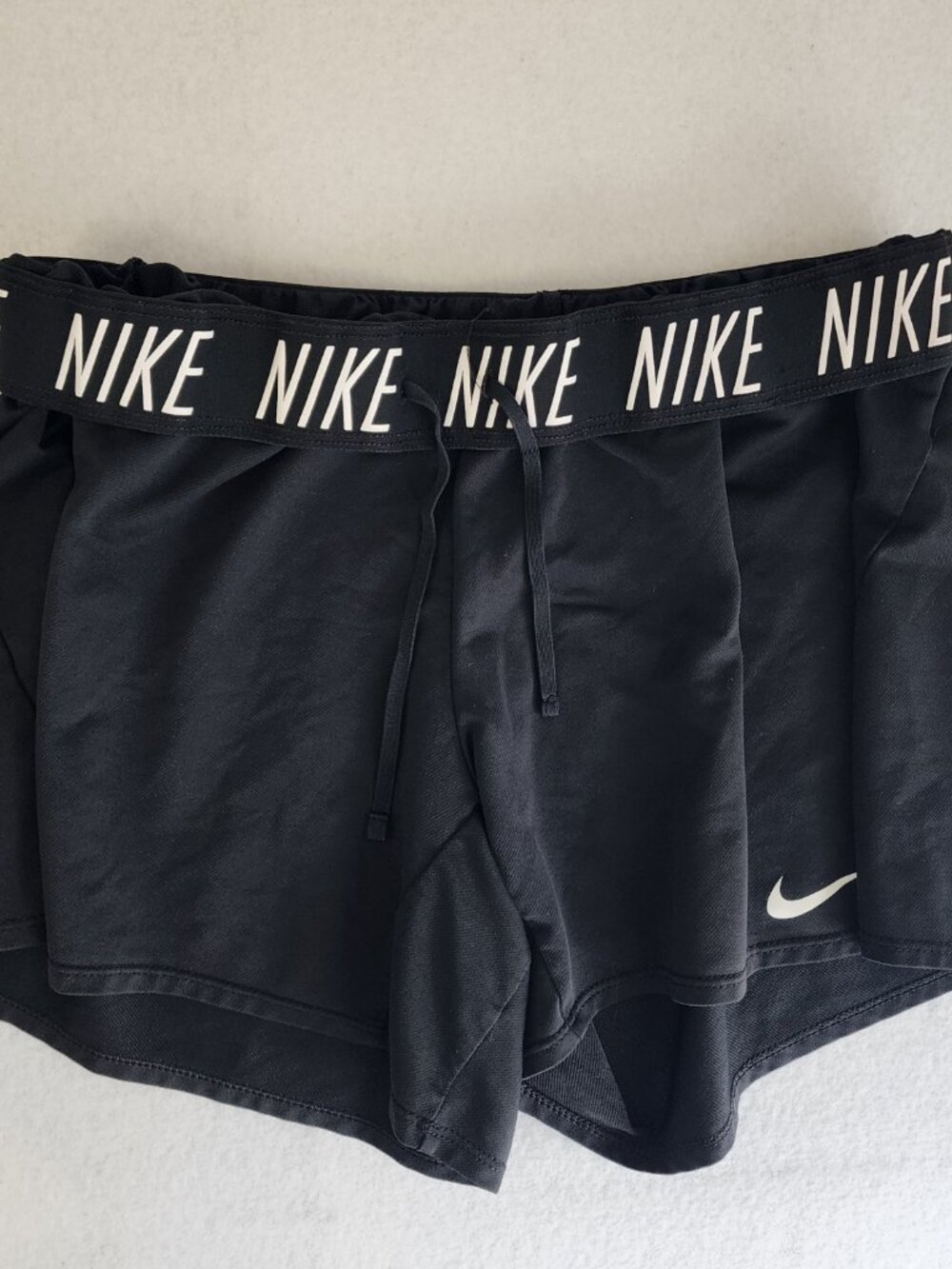 Nike Dri-FIT Black Logo Elastic Waistband Athletic Shorts Size Large